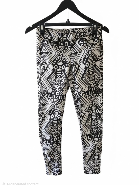 H&M Denim - H&M Black and White Geometric Skinny Jeans